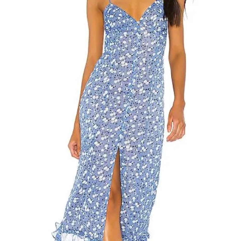 MAJORELLE Blue and Brown Floral Dress